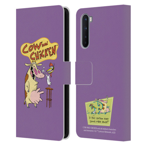 Cow and Chicken Graphics Character Art Leather Book Wallet Case Cover For OnePlus Nord 5G