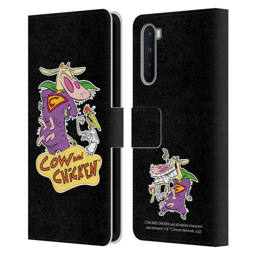 Cow and Chicken Graphics Super Cow Leather Book Wallet Case Cover For OnePlus Nord 5G
