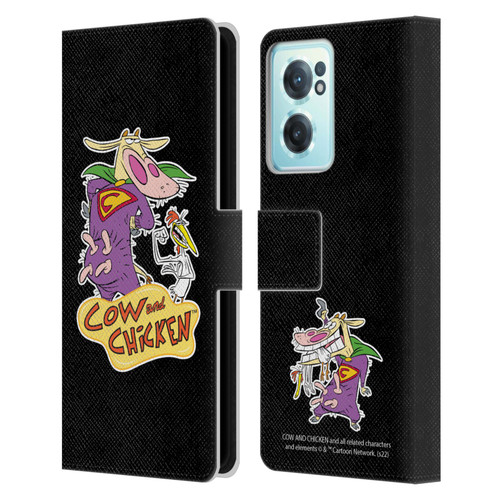 Cow and Chicken Graphics Super Cow Leather Book Wallet Case Cover For OnePlus Nord CE 2 5G