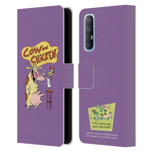 Cow and Chicken Graphics Character Art Leather Book Wallet Case Cover For OPPO Find X2 Neo 5G