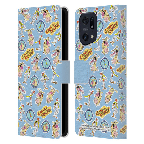 Cow and Chicken Graphics Pattern Leather Book Wallet Case Cover For OPPO Find X5