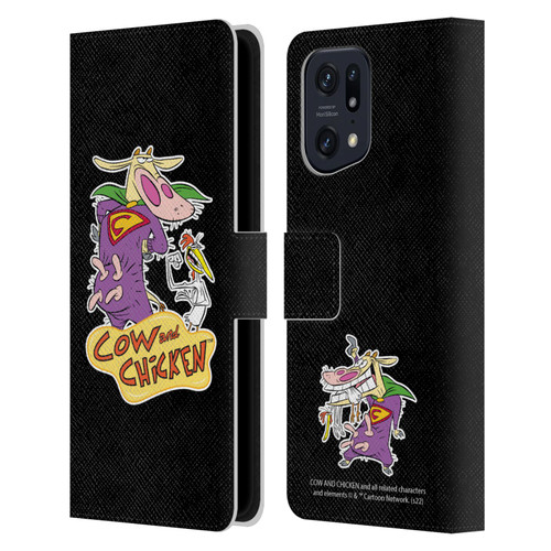 Cow and Chicken Graphics Super Cow Leather Book Wallet Case Cover For OPPO Find X5