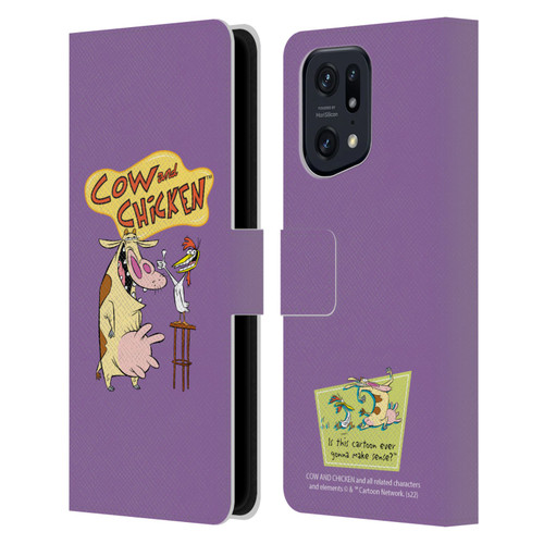 Cow and Chicken Graphics Character Art Leather Book Wallet Case Cover For OPPO Find X5 Pro