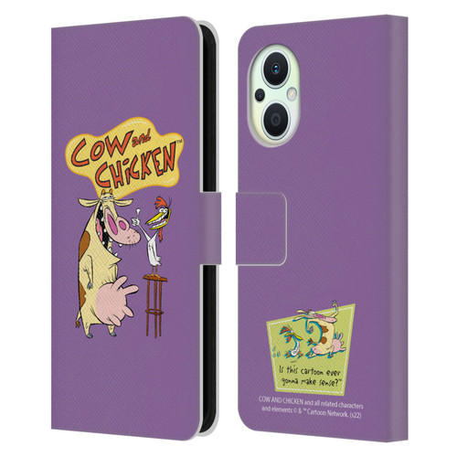 Cow and Chicken Graphics Character Art Leather Book Wallet Case Cover For OPPO Reno8 Lite