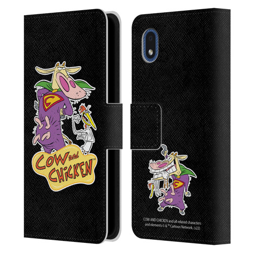 Cow and Chicken Graphics Super Cow Leather Book Wallet Case Cover For Samsung Galaxy A01 Core (2020)