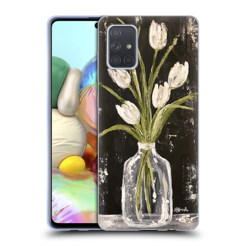 Haley Bush Floral Painting White Tulips In Glass Jar Soft Gel Case for Samsung Galaxy A71 (2019)
