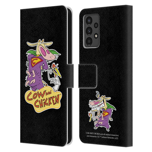 Cow and Chicken Graphics Super Cow Leather Book Wallet Case Cover For Samsung Galaxy A13 (2022)