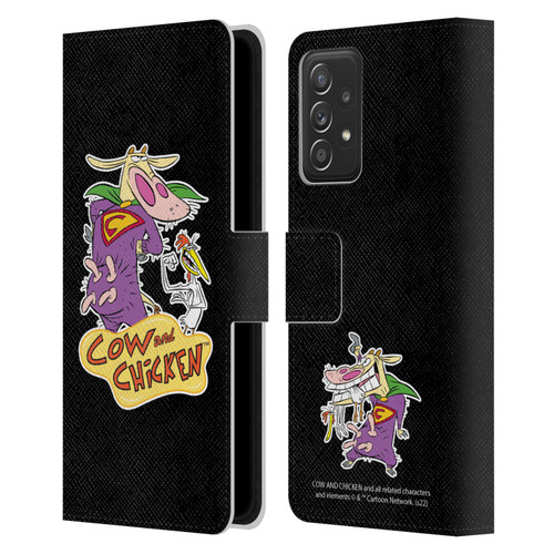 Cow and Chicken Graphics Super Cow Leather Book Wallet Case Cover For Samsung Galaxy A53 5G (2022)