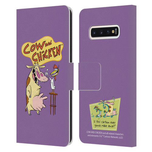 Cow and Chicken Graphics Character Art Leather Book Wallet Case Cover For Samsung Galaxy S10