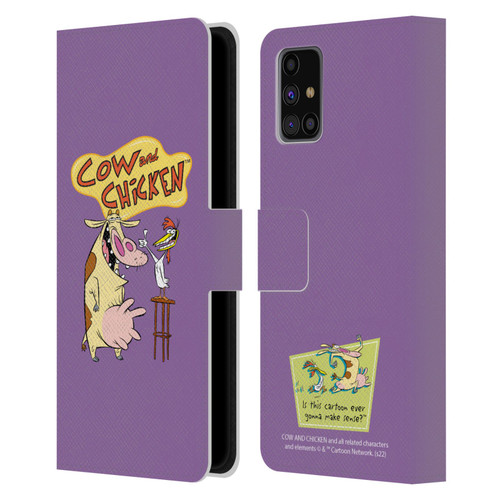 Cow and Chicken Graphics Character Art Leather Book Wallet Case Cover For Samsung Galaxy M31s (2020)