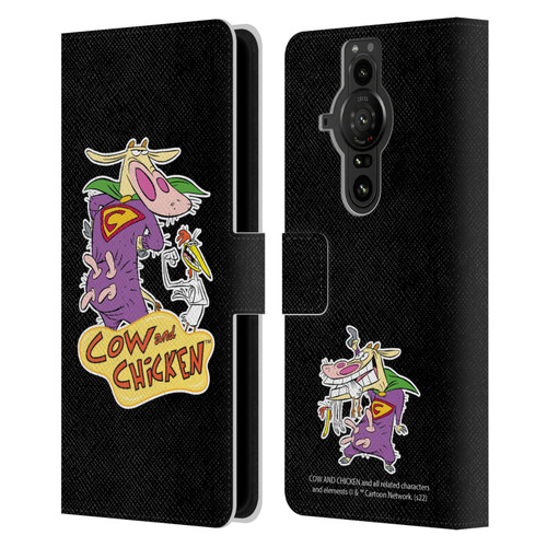 Cow and Chicken Graphics Super Cow Leather Book Wallet Case Cover For Sony Xperia Pro-I