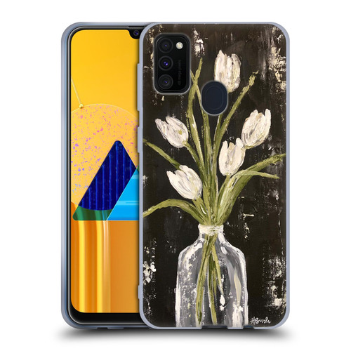 Haley Bush Floral Painting White Tulips In Glass Jar Soft Gel Case for Samsung Galaxy M30s (2019)/M21 (2020)