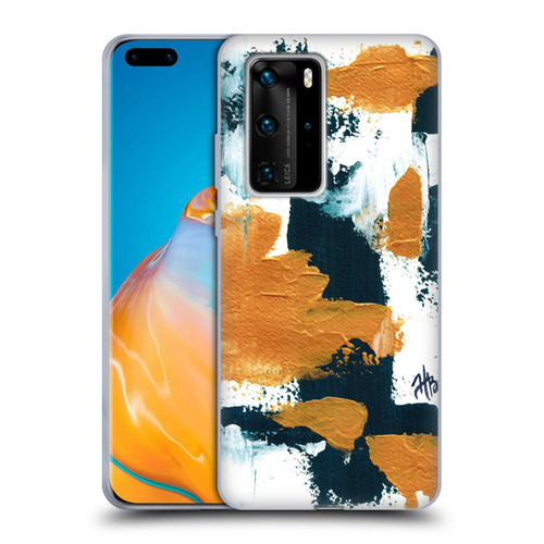 Haley Bush Pattern Painting Abstract Navy Gold White Soft Gel Case for Huawei P40 Pro / P40 Pro Plus 5G