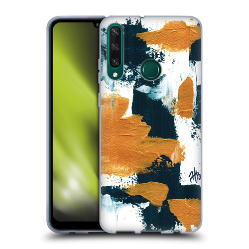 Haley Bush Pattern Painting Abstract Navy Gold White Soft Gel Case for Huawei Y6p