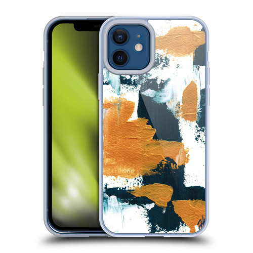 Haley Bush Pattern Painting Abstract Navy Gold White Soft Gel Case for Apple iPhone 12 / iPhone 12 Pro