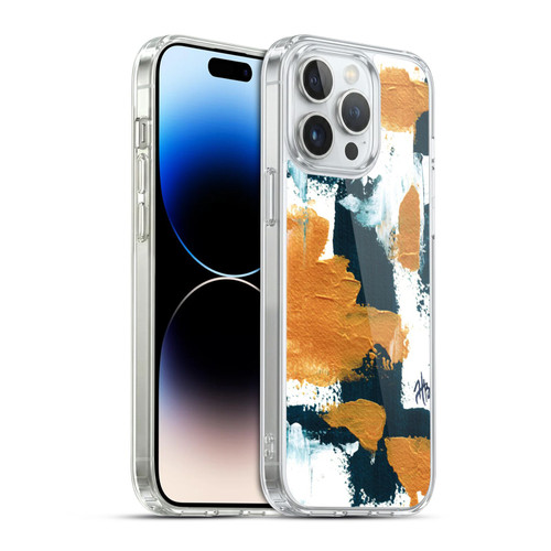 Haley Bush Pattern Painting Abstract Navy Gold White Soft Gel Case for Apple iPhone 14 Pro Max & MagSafe