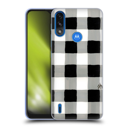 Haley Bush Pattern Painting Buffalo Check Black Soft Gel Case for Motorola Moto E7 Power / Moto E7i Power