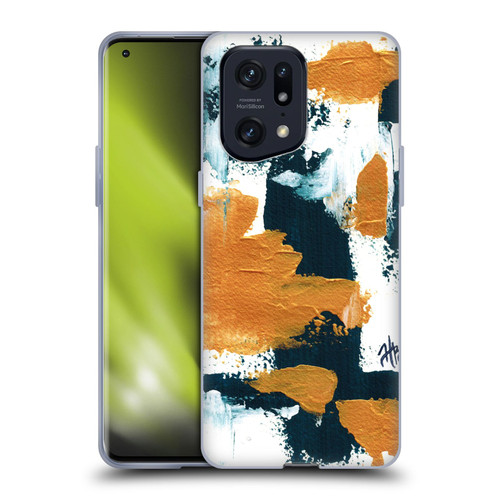 Haley Bush Pattern Painting Abstract Navy Gold White Soft Gel Case for OPPO Find X5 Pro