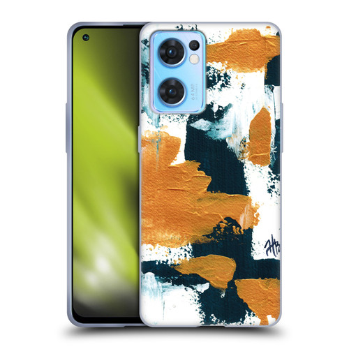 Haley Bush Pattern Painting Abstract Navy Gold White Soft Gel Case for OPPO Reno7 5G / Find X5 Lite