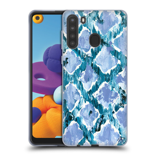Haley Bush Pattern Painting Blue Diamond Soft Gel Case for Samsung Galaxy A21 (2020)