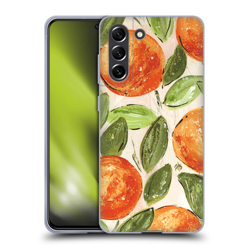 Haley Bush Pattern Painting Orange Splash Soft Gel Case for Samsung Galaxy S21 FE 5G