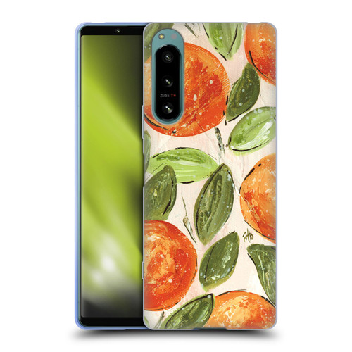 Haley Bush Pattern Painting Orange Splash Soft Gel Case for Sony Xperia 5 IV
