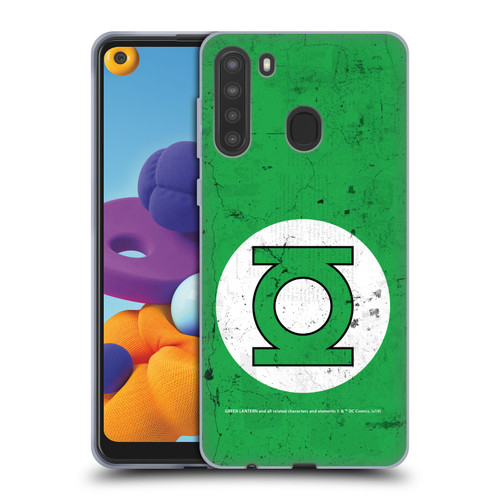 Green Lantern DC Comics Logos Classic Distressed Look Soft Gel Case for Samsung Galaxy A21 (2020)
