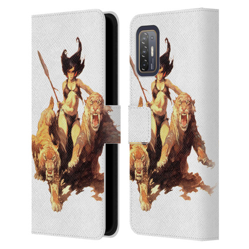 Frank Frazetta Fantasy The Huntress Leather Book Wallet Case Cover For HTC Desire 21 Pro 5G