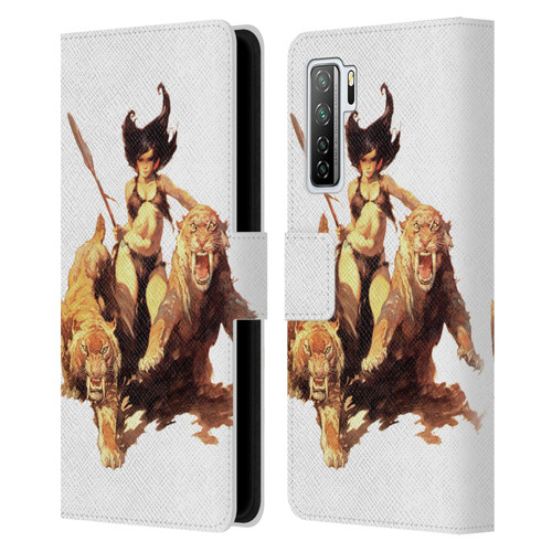 Frank Frazetta Fantasy The Huntress Leather Book Wallet Case Cover For Huawei Nova 7 SE/P40 Lite 5G