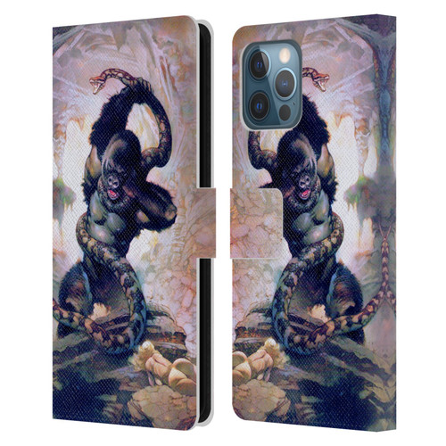 Frank Frazetta Fantasy Gorilla With Snake Leather Book Wallet Case Cover For Apple iPhone 12 Pro Max