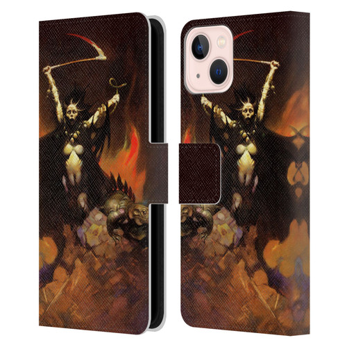 Frank Frazetta Fantasy Woman With A Scythe Leather Book Wallet Case Cover For Apple iPhone 13