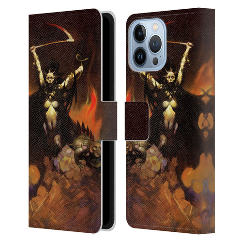 Frank Frazetta Fantasy Woman With A Scythe Leather Book Wallet Case Cover For Apple iPhone 13 Pro Max