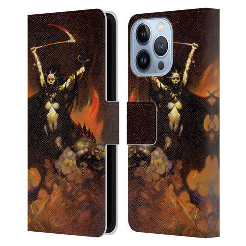 Frank Frazetta Fantasy Woman With A Scythe Leather Book Wallet Case Cover For Apple iPhone 13 Pro