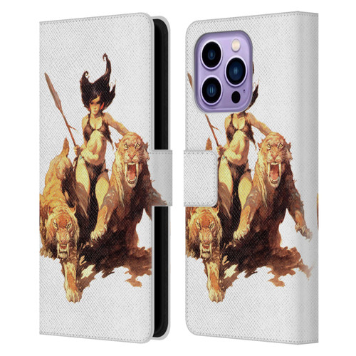 Frank Frazetta Fantasy The Huntress Leather Book Wallet Case Cover For Apple iPhone 14 Pro Max