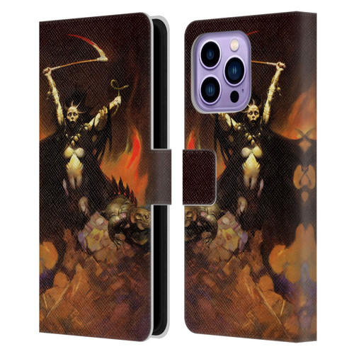 Frank Frazetta Fantasy Woman With A Scythe Leather Book Wallet Case Cover For Apple iPhone 14 Pro Max