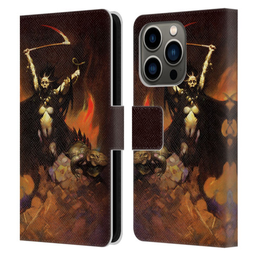 Frank Frazetta Fantasy Woman With A Scythe Leather Book Wallet Case Cover For Apple iPhone 14 Pro