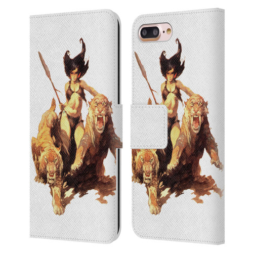 Frank Frazetta Fantasy The Huntress Leather Book Wallet Case Cover For Apple iPhone 7 Plus / iPhone 8 Plus