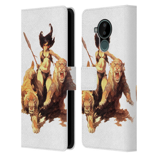 Frank Frazetta Fantasy The Huntress Leather Book Wallet Case Cover For Nokia C30