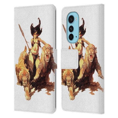 Frank Frazetta Fantasy The Huntress Leather Book Wallet Case Cover For Motorola Edge (2022)