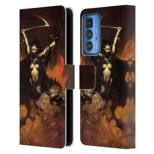 Frank Frazetta Fantasy Woman With A Scythe Leather Book Wallet Case Cover For Motorola Edge 20 Pro