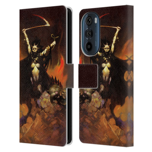 Frank Frazetta Fantasy Woman With A Scythe Leather Book Wallet Case Cover For Motorola Edge 30