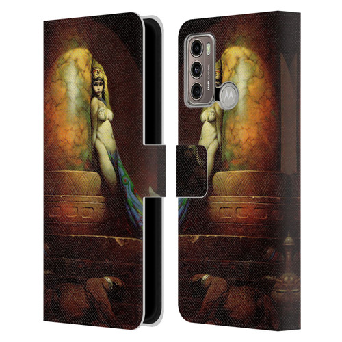 Frank Frazetta Fantasy Egyptian Queen Leather Book Wallet Case Cover For Motorola Moto G60 / Moto G40 Fusion