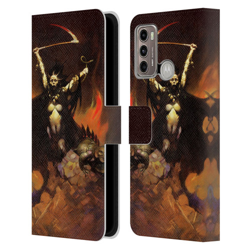 Frank Frazetta Fantasy Woman With A Scythe Leather Book Wallet Case Cover For Motorola Moto G60 / Moto G40 Fusion