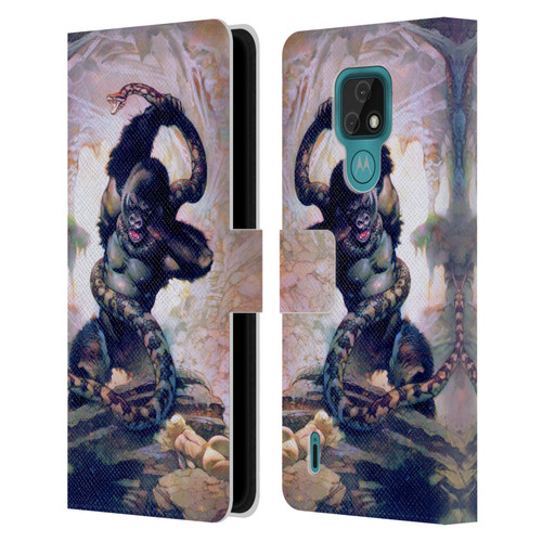 Frank Frazetta Fantasy Gorilla With Snake Leather Book Wallet Case Cover For Motorola Moto E7
