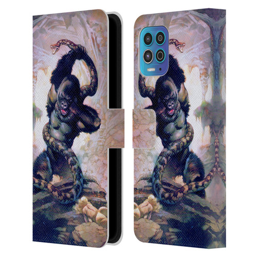 Frank Frazetta Fantasy Gorilla With Snake Leather Book Wallet Case Cover For Motorola Moto G100