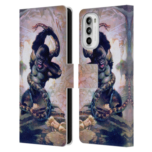 Frank Frazetta Fantasy Gorilla With Snake Leather Book Wallet Case Cover For Motorola Moto G52