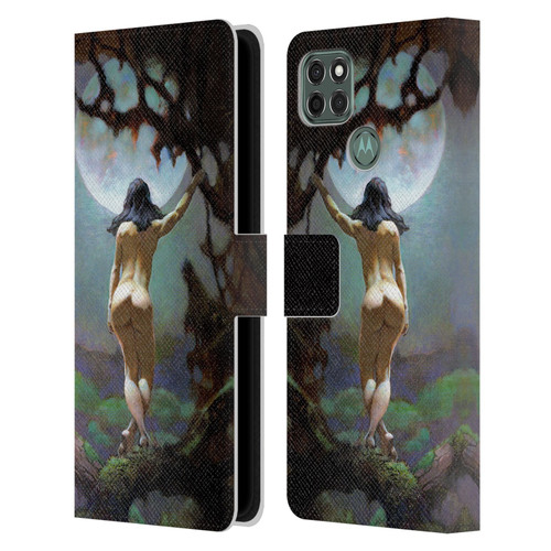 Frank Frazetta Fantasy Moons Rapture Leather Book Wallet Case Cover For Motorola Moto G9 Power