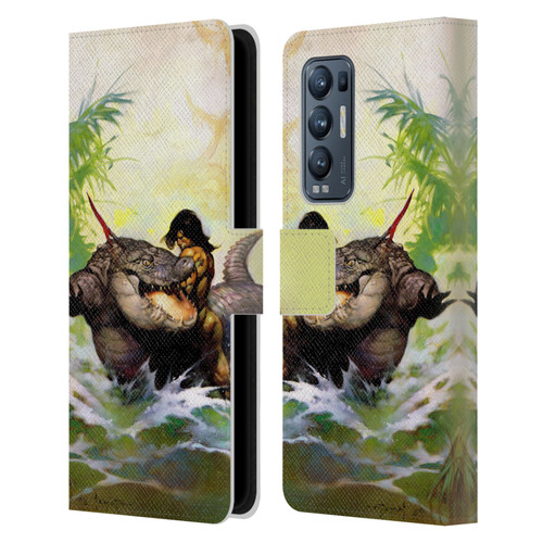 Frank Frazetta Fantasy Monster Out Of Time Leather Book Wallet Case Cover For OPPO Find X3 Neo / Reno5 Pro+ 5G