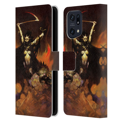 Frank Frazetta Fantasy Woman With A Scythe Leather Book Wallet Case Cover For OPPO Find X5