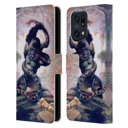 Frank Frazetta Fantasy Gorilla With Snake Leather Book Wallet Case Cover For OPPO Find X5 Pro